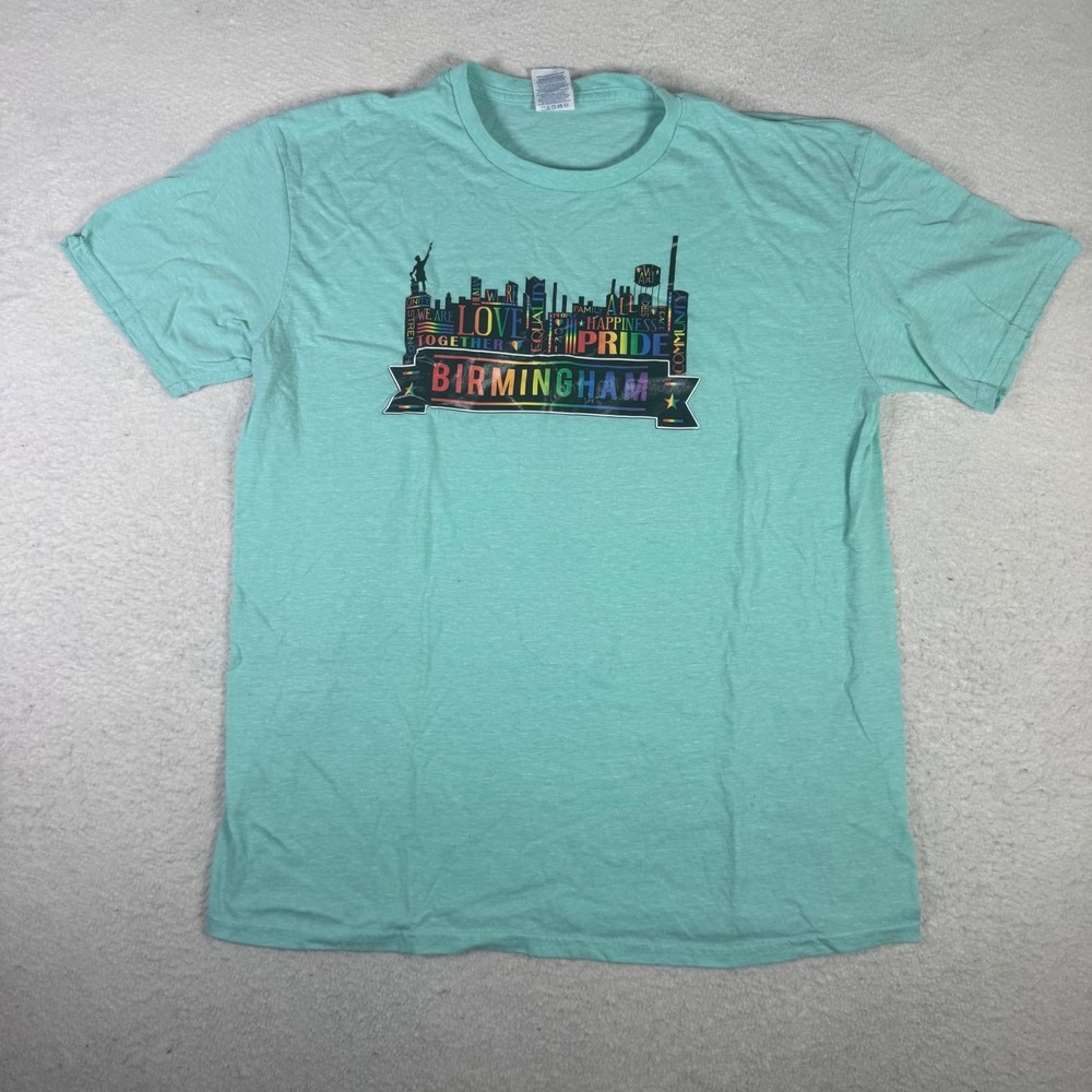 Delta Birmingham Pride T Shirt Adult XL Mint Green Excellent Rainbow Skyline Tee